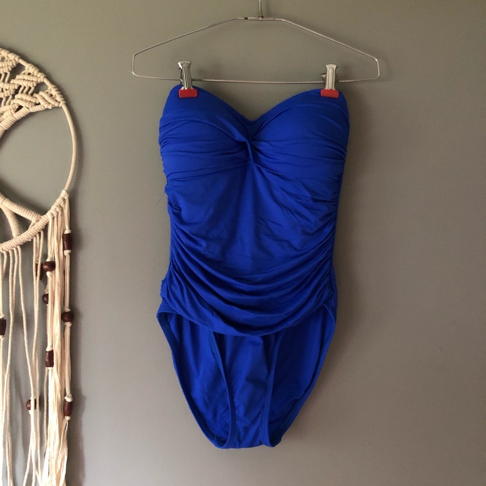 La Blanca Blue One Piece Swimsuit Strapless